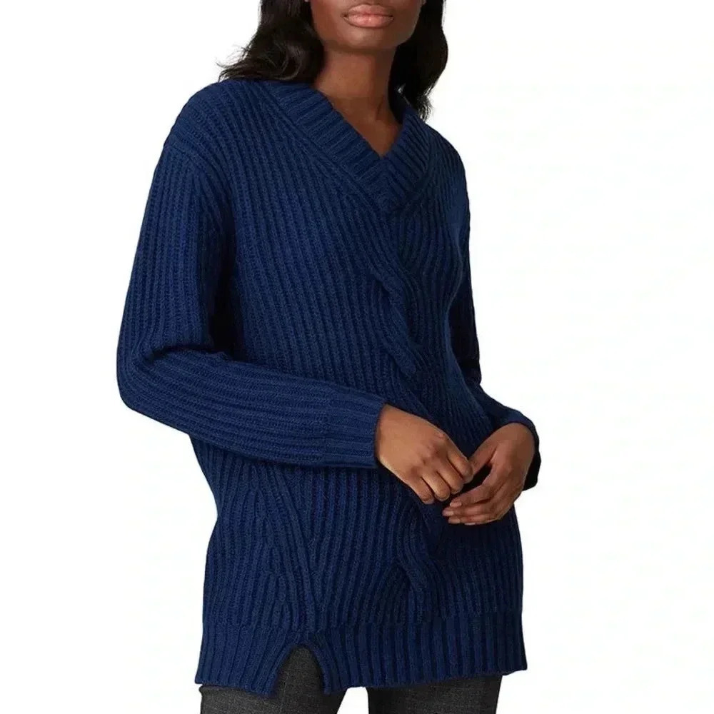 Thakoon Collective Wool Blend Navy Pullover Knit Sweater Women’s Size Small S
